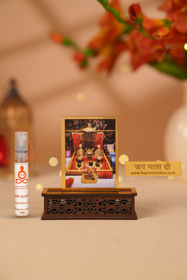 Blessed Maa Vaishno Devi Idol With Divyam Sugandha Aura Cleansing Fragrance