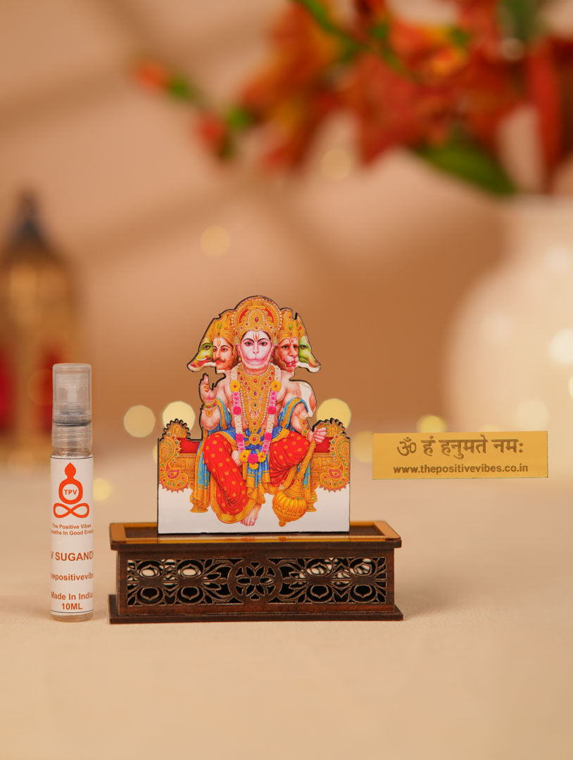 Divine Panchmukhi Hanuman Ji Idol With Dev Sugandha Aura Cleansing Fragrance