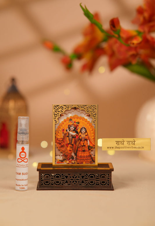 Glorious Radha Krishna Ji Idol With Amritam Sugandha Aura Cleansing Fragrance